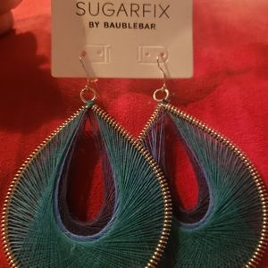 Beautiful boho, thread design with silver hoop earrings